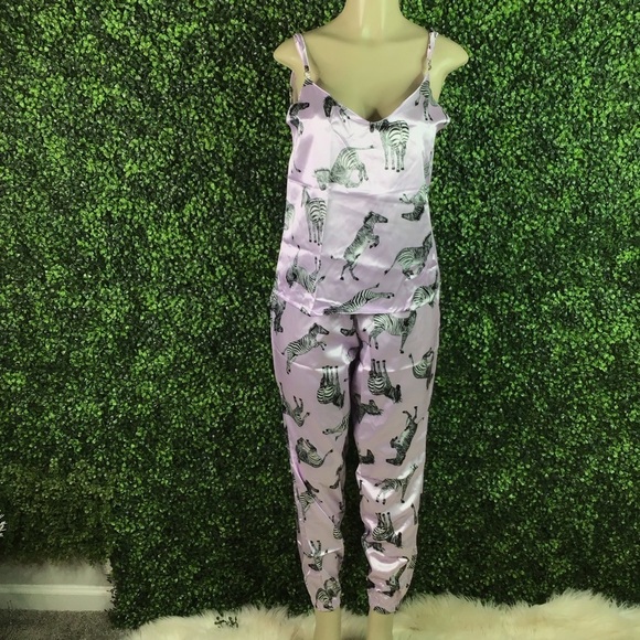 Zebra print purple two piece lounge pajama set nwt - Picture 2 of 6